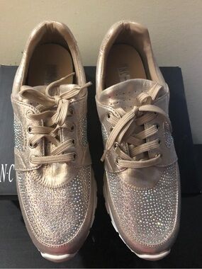INC International Concepts Rose Gold Rhinestone Lace-Up Sneakers